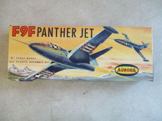 Vintage 1960 1/4 " Scale F9f Panther Jet Model Kit By Aurora 22 - 100