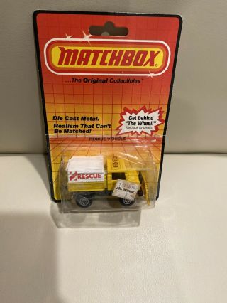 1983 Matchbox Lesney Unimog Rescue Snow Plough Yellow Truck England Moc On Card