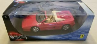 100 Hot Wheels Die Cast Car Ferrari F 355 Spider Red Euc 1:18 Scale