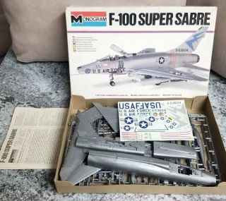 1/48 Monogram F - 100 Sabre 5416 Model Kit Vintage Silver Mold Unstarted,
