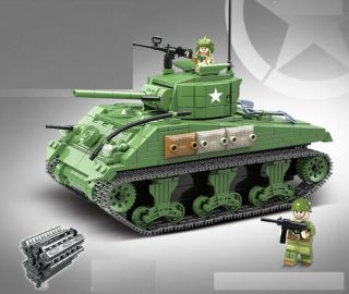 726pcs M4 Sherman Tank Building Blocks Ww2 Soldier Figures Toy Bricks Model