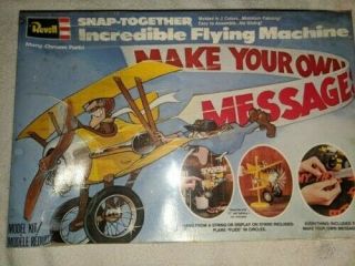 Vtg Revell Snap Together Incredible Flying Machine Model Kit Message Airplane