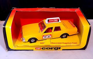 Vintage Diecast Corgi Toys 327 Chevrolet Caprice Taxi Cab,  1980 - 81.  Exib