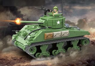 726pcs Military M4 Sherman Tank Building Blocks Ww2 Soldier Figures Toy Model