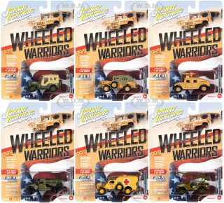 Box " Wheeled Warriors " 6 Pc Military Set 1/64 Johnny Lightning Jlml005 A