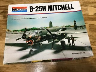 1/48 Monogram Revell B - 25h Mitchell Ww2 Bomber Plastic Scale Model Kit Complete