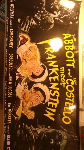 Abbott And Costello Meet Frankenstein Lobby Banner Size 3ft X 16¨ Laminated