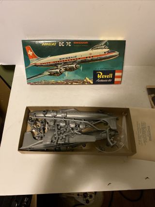 1957 Vintage Revell Douglas Dc - 7c Swissair Model Airplane Kit