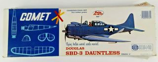 Vintage Comet Douglas Sbd - 3 Dauntless Flying Balsa Wood Scale Model Airplane Kit
