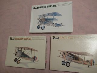 Revell 1/28 Spad Xiii,  Sopwith Camel,  And Fokker Triplane Model Kits