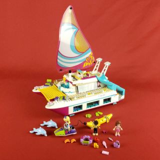 Lego 41317 Friends Sunshine Catamaran Boat Ship With Dolphins And Minifigures