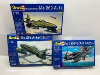 Revell 1/72 3pc Set German Fighters Hagelkorn,  Me 262 A - 1a/u3 Model Kit Nores
