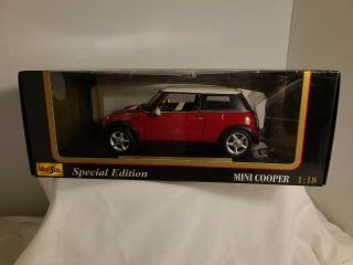 Maisto Special Edition Mini Cooper 1/18 Scale Diecast Red And White Never Opened