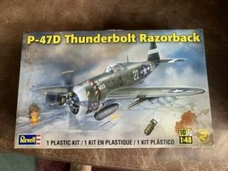 Revell P - 47d Thunderbolt Razorback 1/48th Scale Plastic Model Kit Open Box