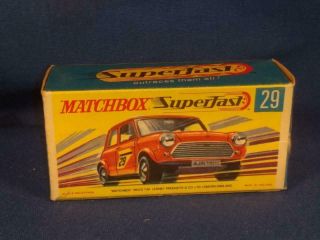 1970 Matchbox Lesney Superfast 29,  Racing Mini,  Box Only