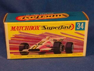 1971 Matchbox Lesney Superfast 34,  Formula 1 Racing Car,  Box Only