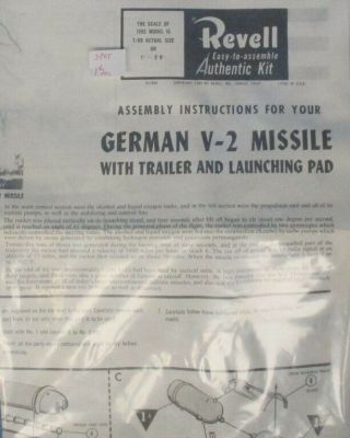 Revell 1:69 German V - 2 Rocket W/ Trailer & Launching Pad Plastic Kit H - 1830u