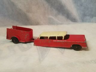 1950s Tootsietoy Die Cast Metal Toy Station Wagon & Horse Trailer