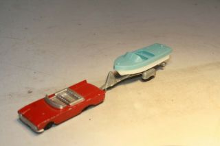 1960 Ford Sunliner Convertible & Sport Boat & Trailer Ho Scale Tootsietoy Usa