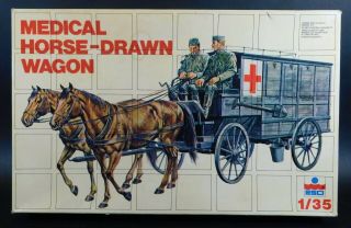 Vintage Esci Medical Horse Drawn Wagon 1/35 Scale Model Kit 5014