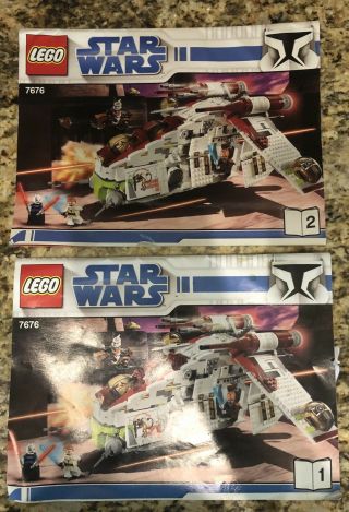 Lego 7676 Star Wars Republic Attack Gunship Instructions Books Manuals Only 1&2
