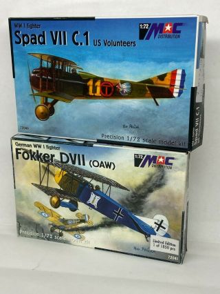 Mac Distribution 1/72 Spad Vii C.  1 (us Volunteers) & Fokker Dvii (oaw) Kits X 4
