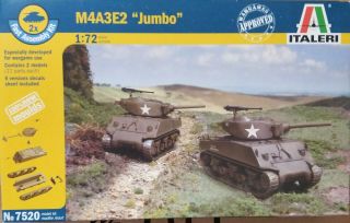 1/72 Italeri 7520: M4a3e2 Jumbo (2 Kits In 1 Box)