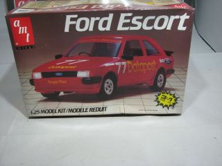 Rare Vintage 3 In 1 Amt 1/25 Scale Ford Escort Plastic Model Kit
