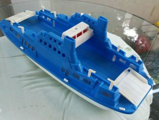 Very Rare Vintage Plastic Toy Cargo Cruise Boat Soft - 100 - About 12in