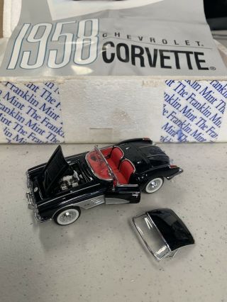Franklin 4 " B11wt29 1958 Chevrolet Corvette In Black With Top 1/43 Diecast