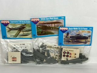Novo 1/72 Bagged Kits X 3,  Supermarine S.  6b,  Gloster Pioneer & Dh Gipsy Moth