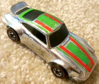 Vintage 1970s Mattel Redline Hot Wheels - P - 911 Porsche Carrera - Chrome Tampos