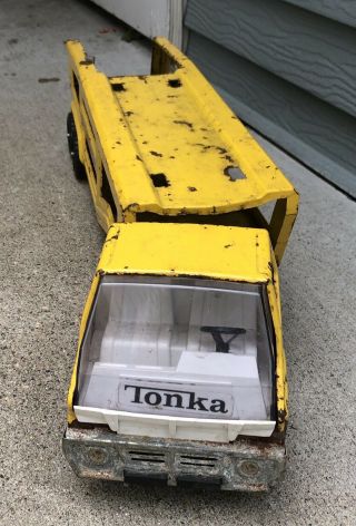 Tonka Yellow Pressed Steel Toy Car Carrier Auto Transporter 1960s Vintage 25 "