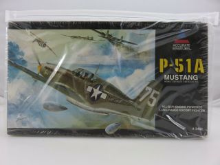 Accurate Miniatures P - 51a Mustang 1/48 Scale Plastic Model Kit Unbuilt 1994