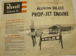 Revell - Allison 501 - D13 Prop - Jet Engine Kit - H - 1551 - Unassembled