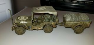 Professionally Built 1/35 Heller Jeep W/cargo Trailer & Accessories & Removable