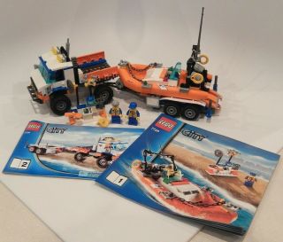 Lego 7726 Coast Guard Truck With Speed Boat City 100 Complete