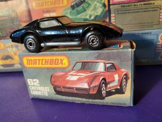 Vintage Matchbox Superfast Chevrolet Corvette No 62 Black Nos
