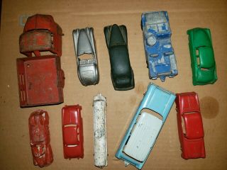 Vintage Tootsie Toys,  Auburn Rubber,  Bordens Traincar Army Jeep And Plastic Cars
