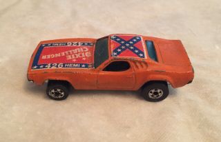 Vintage Mattel Hot Wheels Blackwall 1970 Dixie Challenger w/ Flag 426 Hemi Dodge 2