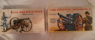 2 Palmer Plastics Model Kits Civil War Field Piece & 75 Mm World War 1 Artillery