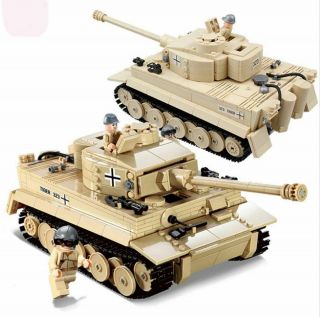 German Ww2 Panzer V Tiger Tank & Army Figures Building Toy Brick Custom Blocks.