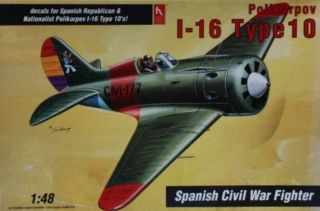 Hobby Craft 1:48 Polikarpov I - 16 Type 10 Spanish Civil War Fighter Kit Hc1575u