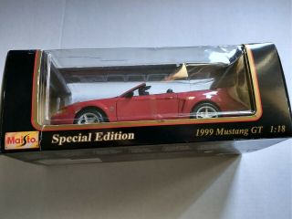 1999 Mustang Gt Red 1/18 Scale Maisto Die Cast Car Special Edition