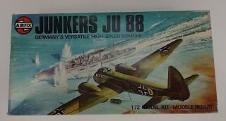 Vintage 1975 Airfix Junkers Ju 88 Wwii German Bomber 1:72 Scale Model Kit 03007