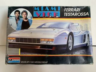 B1 Vintage 1/24 Scale Monogram Model Car Kit 1987 Miami Vice Ferrari Testarossa