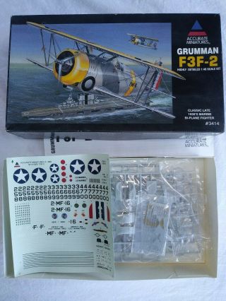 Accurate Miniatures 3414 Us Navy Grumman F3f - 2 - 1/48 Scale Model Kit