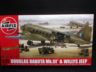 Airfix: Douglas Dakota Mk.  Iii & Willys Jeep 1:72 Model Kit Open Box Complete