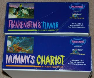 Polar Lights ex Aurora Frankenstein ' s Flivver & glow Mummy ' s Chariot 1997 2