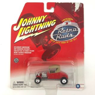 Johnny Lightning Retro Rods 1927 27 Ford T - Roadster Car Red Die Cast 1/64 Scale